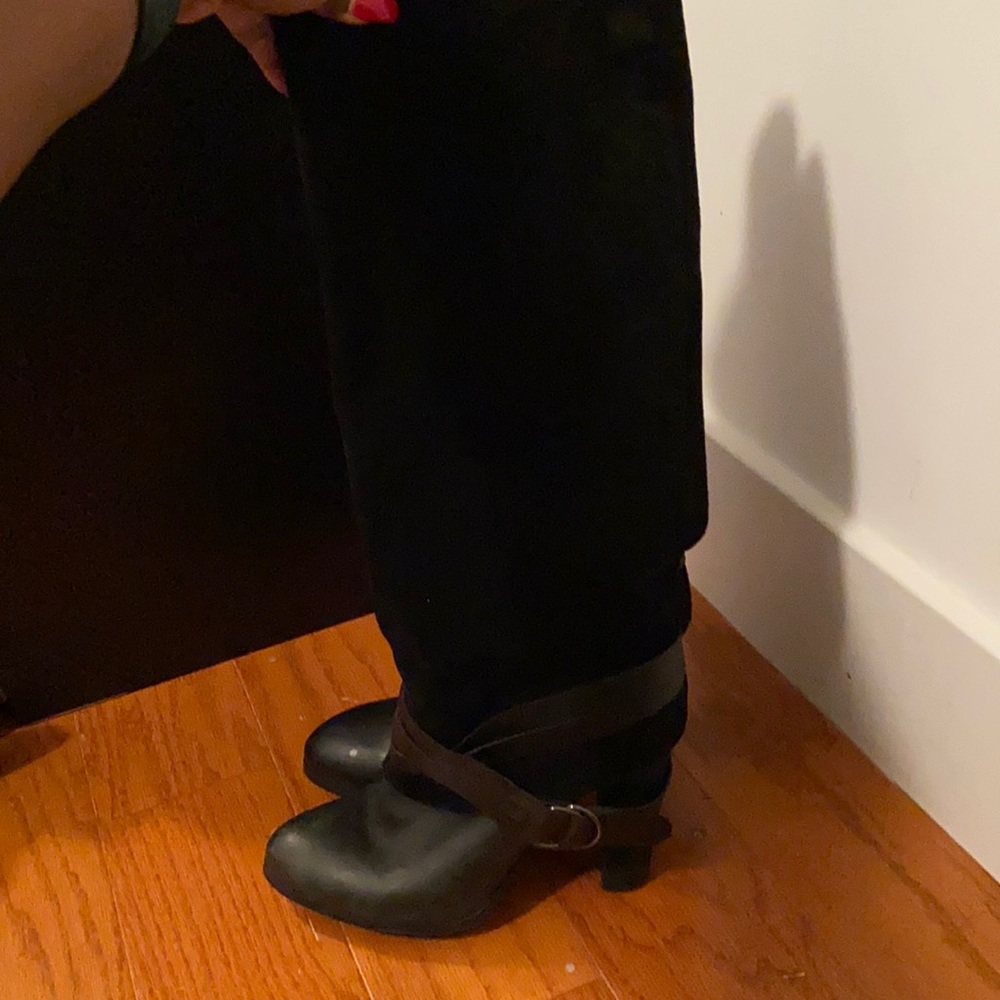 Mid-Calf Black Heel Boots